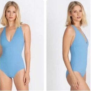 NWT Johnny Was Calme cross back one piece women swimsuit della blue size XL